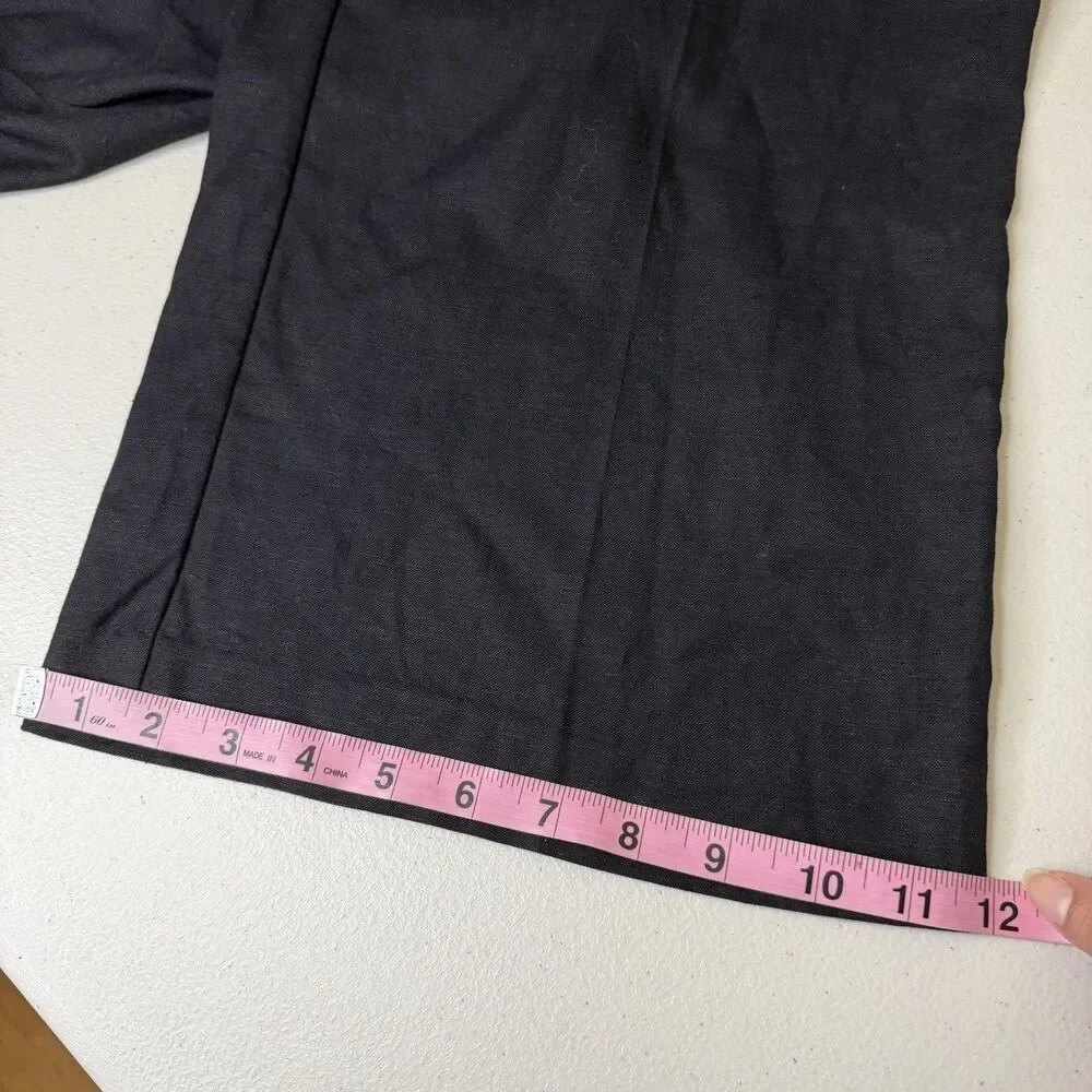 MNG by Mango Black Pleated Trouser Pants Womens 8 Contrast Trim Wide Leg Hi Rise - Picture 12 of 12